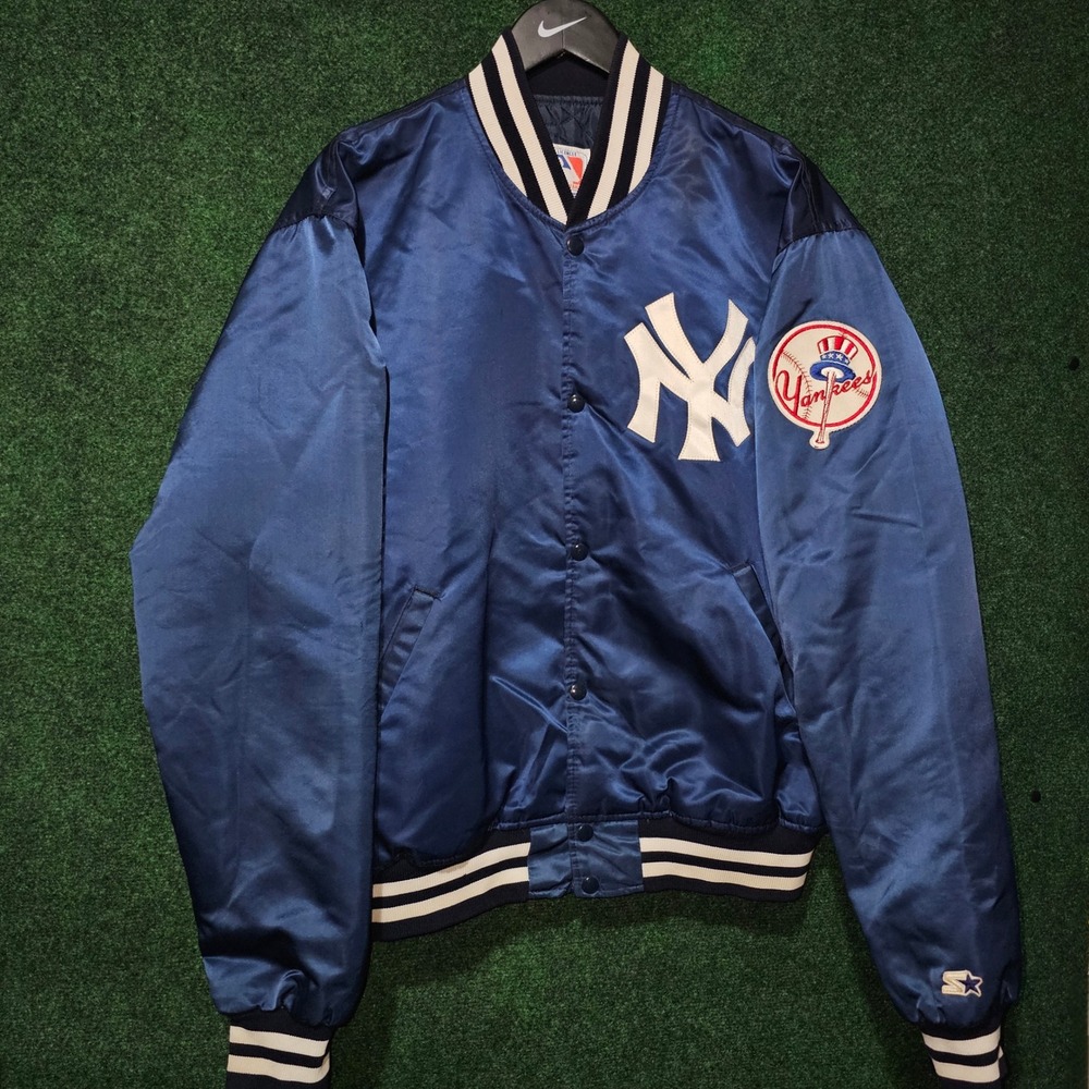 Vintage 90s Starter New York Yankees Satin Bomber Jacket MLB Baseball